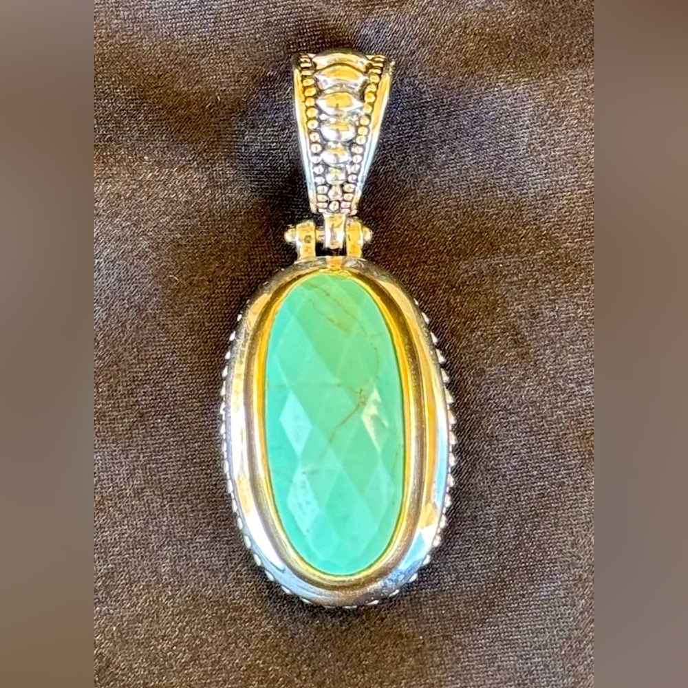 Topaz (genuine) necklace pendant (without chain) - sterling silver & gold-plated